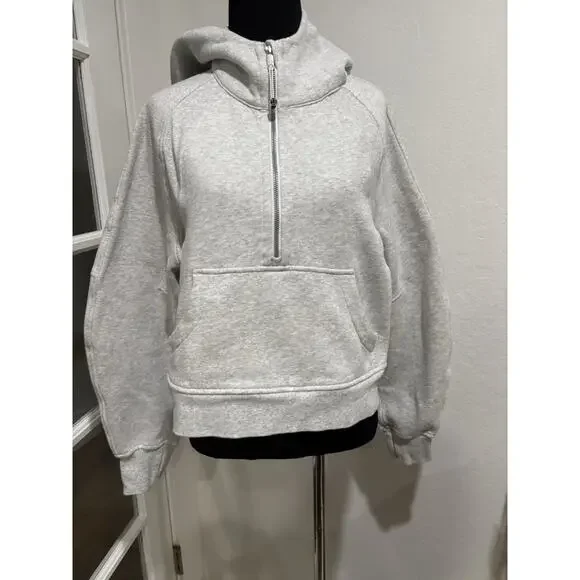LULULEMON Scuba Oversized Half-Zip Hoodies Heathered Ultra Light Gray SZ. XS/S - Picture 3 of 8